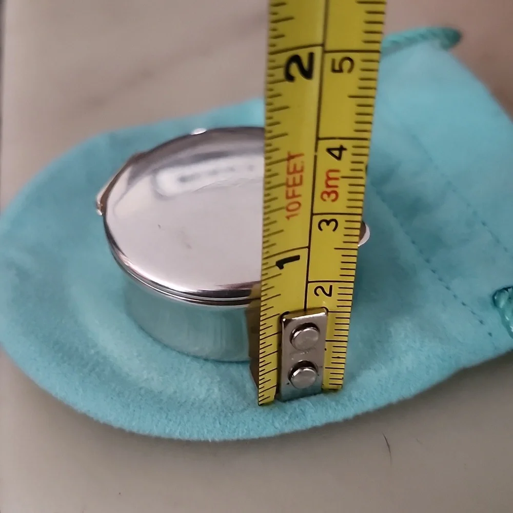 Tiffany & Co. 1837 Sterling Silver Round Pill Trinket Box With Blue Pouch - Picture 12 of 15